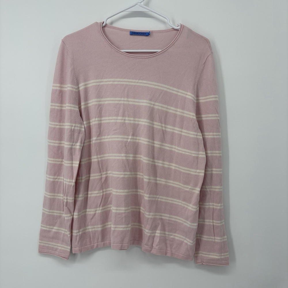 J. McLaughlin Long Sleeve Shirt Pink Cream‎ Striped Womens XL